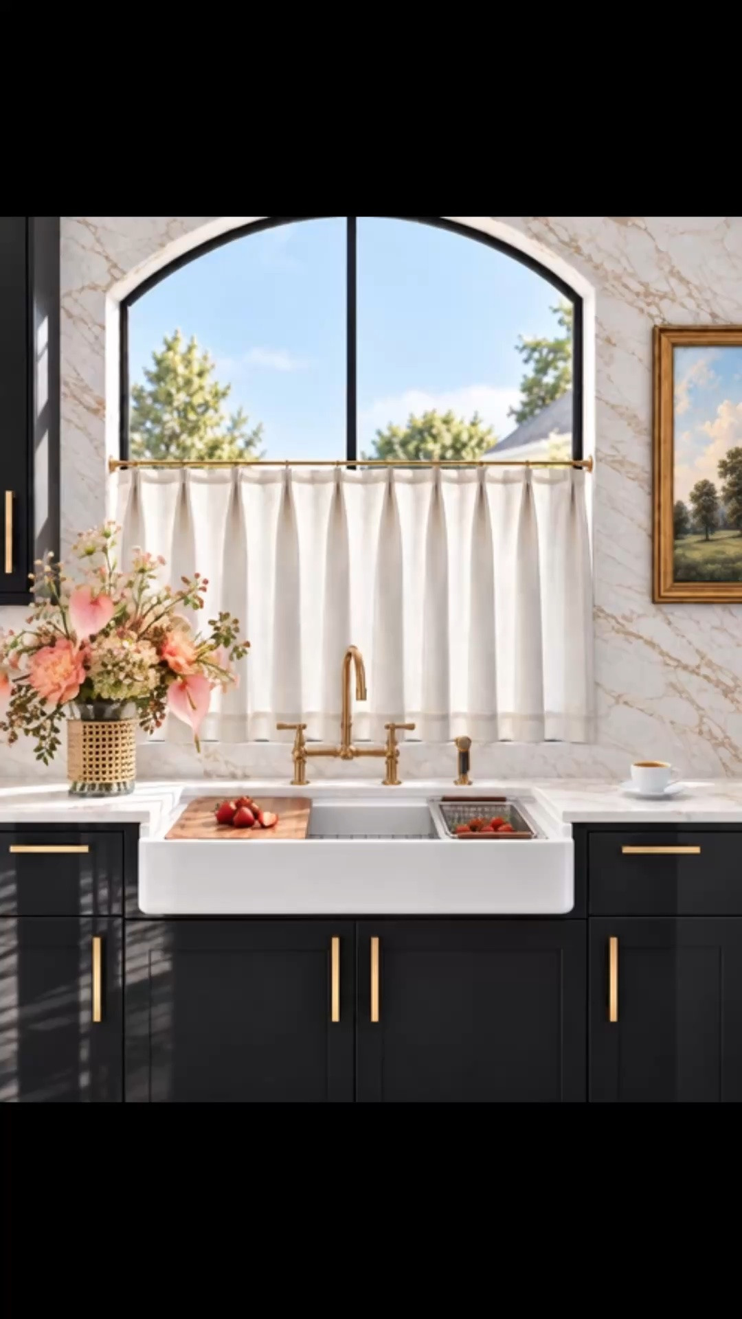 Kitchen coffee station, morning moment—imagine brewing your espresso with sunshine streaming through an arched window and lush greenery beyond.

A farmhouse workstation sink and classic bridge faucet make everyday prep feel effortless, while an espresso machine keeps your morning ritual close at hand. A beautiful flower arrangement, framed art, and an espresso cup with saucer add warmth and personality. Marble-look tile, a coordinating countertop, and brass cabinet hardware bring it all together—an inviting space to start the day slowly.

#CoffeeStation #KitchenCoffeeStation #CoffeeBar #EspressoMachine #KitchenSink #FarmhouseSink #WorkstationSink #SinkWorkstation #KitchenFaucet #BridgeFaucet #KitchenTile #MarbleBacksplash #KitchenCountertop #CabinetHardware #BrassHardware #KitchenArt #WallArt #FlowerArrangement #EspressoCup #CoffeeCup #KitchenDecor #KitchenInspiration #MorningMoment #MorningCoffee

#LTKdayinmylife #LTKHome #LTKSaleAlert

#LTKdayinmylife #LTKHome #LTKSaleAlert