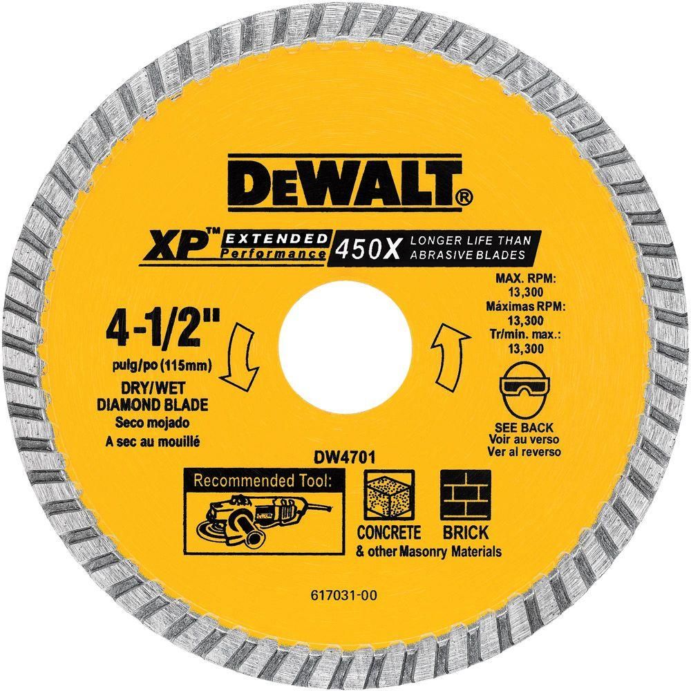DEWALT 4-1/2 in. Concrete and Brick Diamond Circular Saw Blade-DW4701 - The Home Depot | The Home Depot