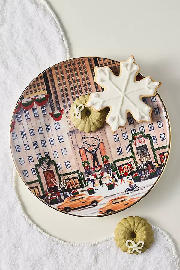 Holiday in the City Stoneware Dessert Plate | Anthropologie (US)