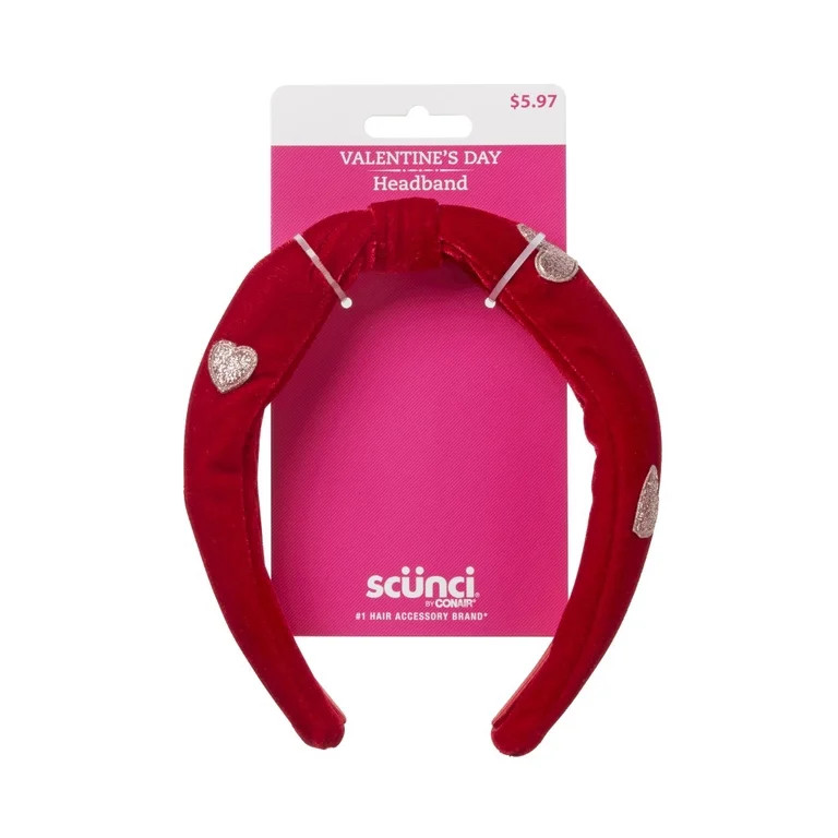 SCUNCI VALENTINES 1-PK HEART HEADBAND RD/WH | Walmart (US)