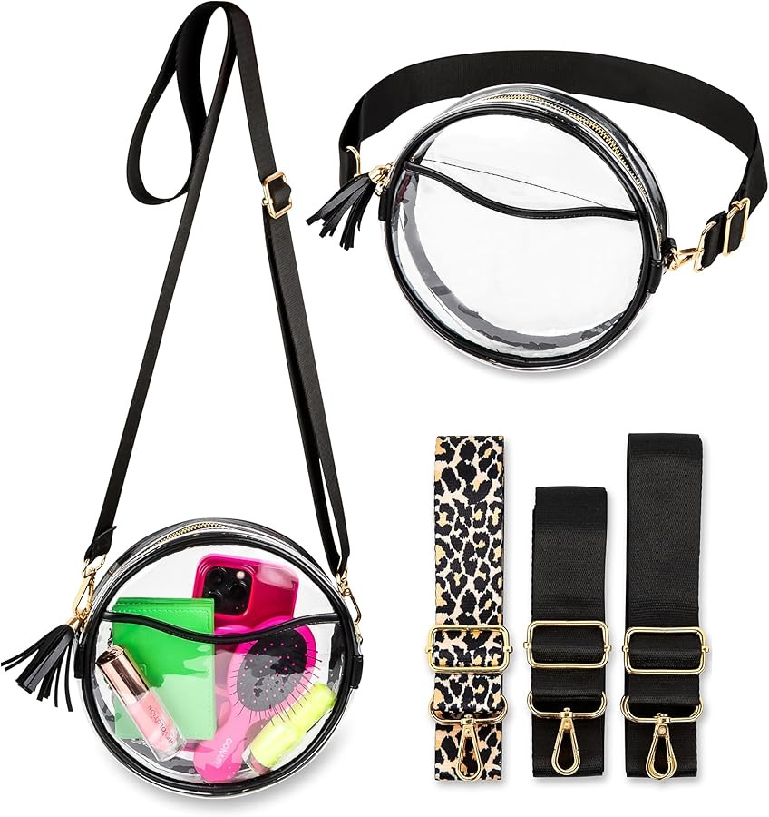 2-in-1 Round Small Clear Purse for Stadium Events - Cute Transparent Stadium Approved Clear Bags ... | Amazon (US)