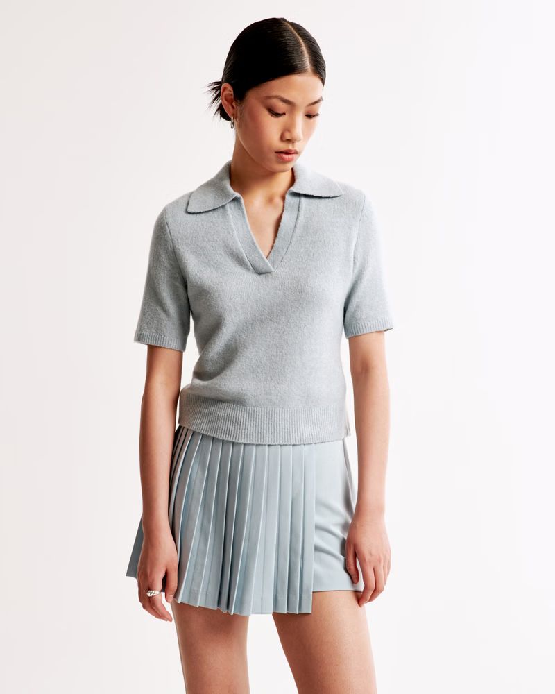 Women's Pleated Wrap Mini Skort | Women's Bottoms | Abercrombie.com | Abercrombie & Fitch (US)