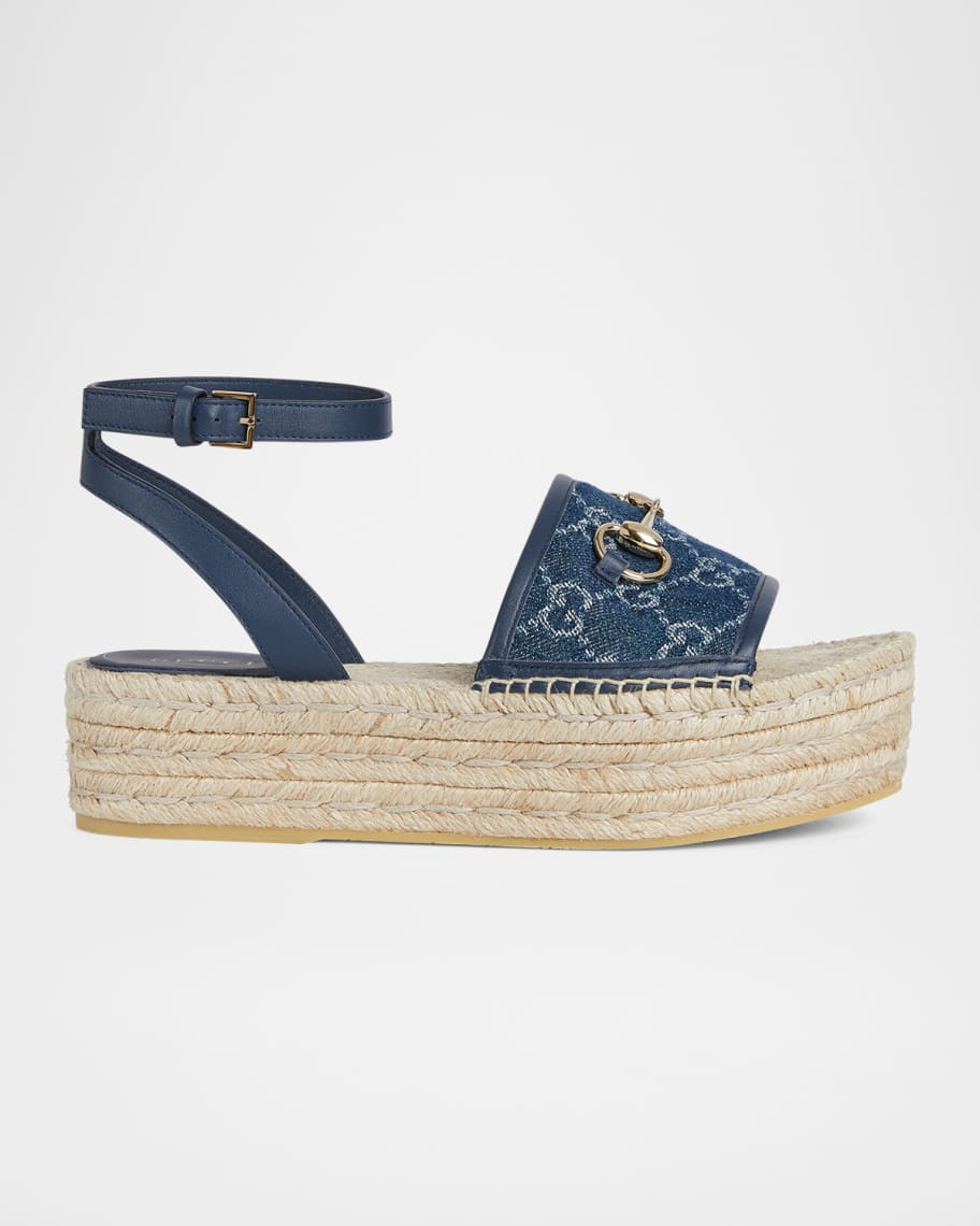 Paloma GG Denim Platform Espadrille Sandals | Neiman Marcus