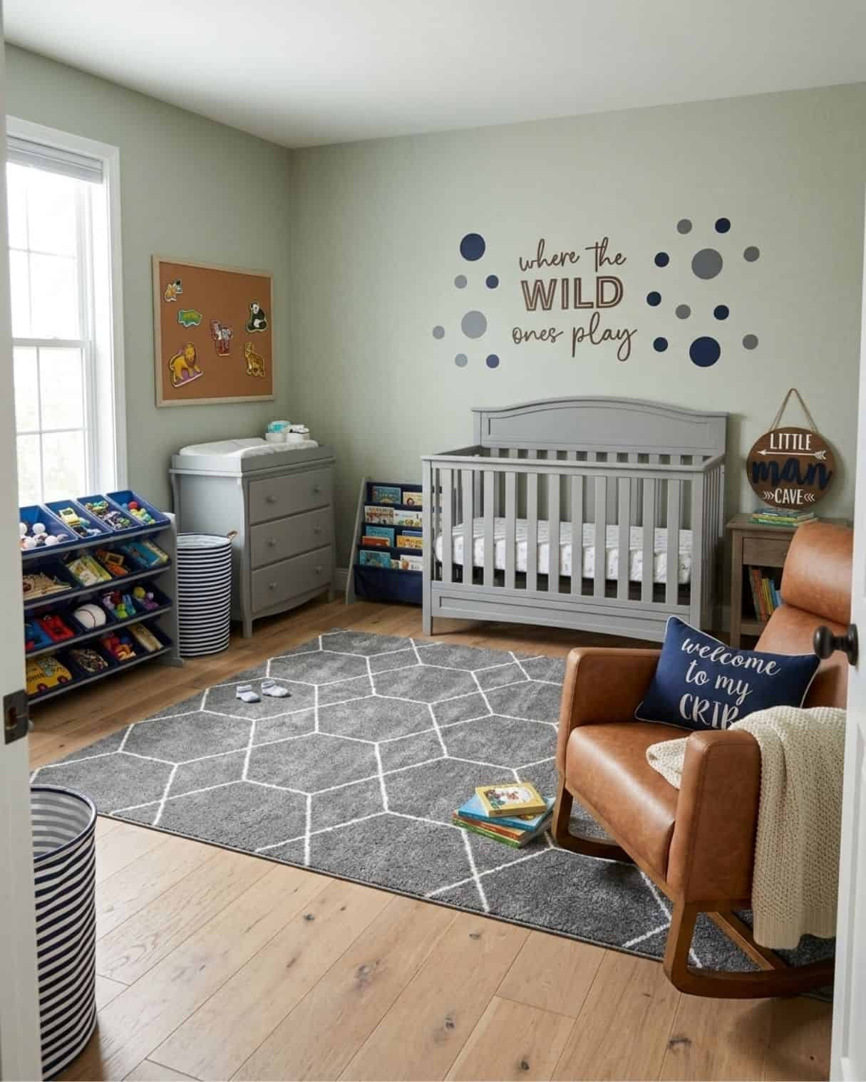 Bold Blue and Grey Baby Boy Nursery Design With Toy Storage

#nurserydesign #babyboynursery #boynursery #navynursery #nurseryideas

The mood board features furniture & decor from Amazon. The mockup is an approximation of how this mood board design could look in a home.

#LTKHome