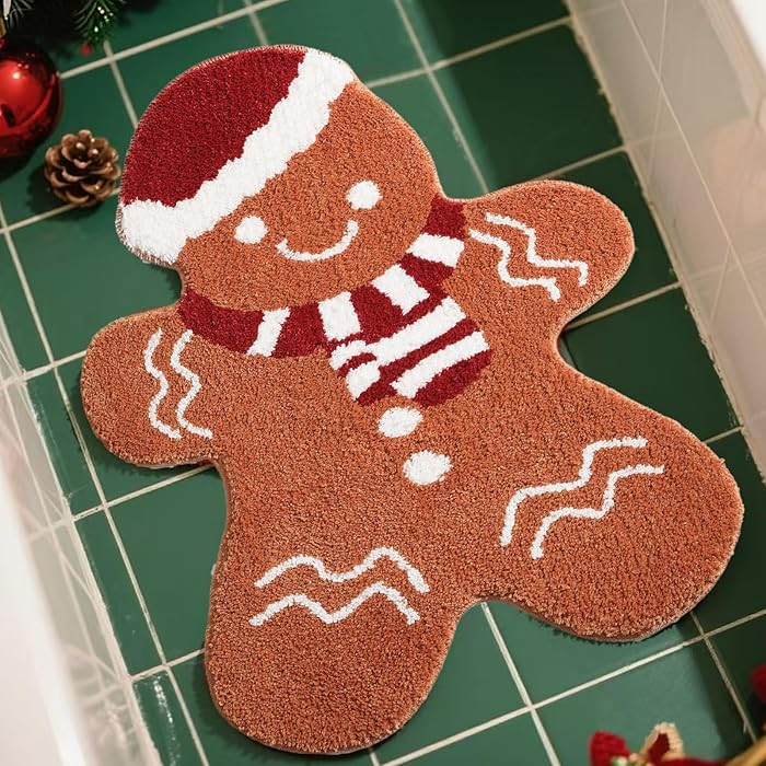 YRXRUS Christmas Gingerbread Bathroom Rug, Christmas Bath Rugs, Xmas Decor Gifts Area Rug, Ginger... | Amazon (US)