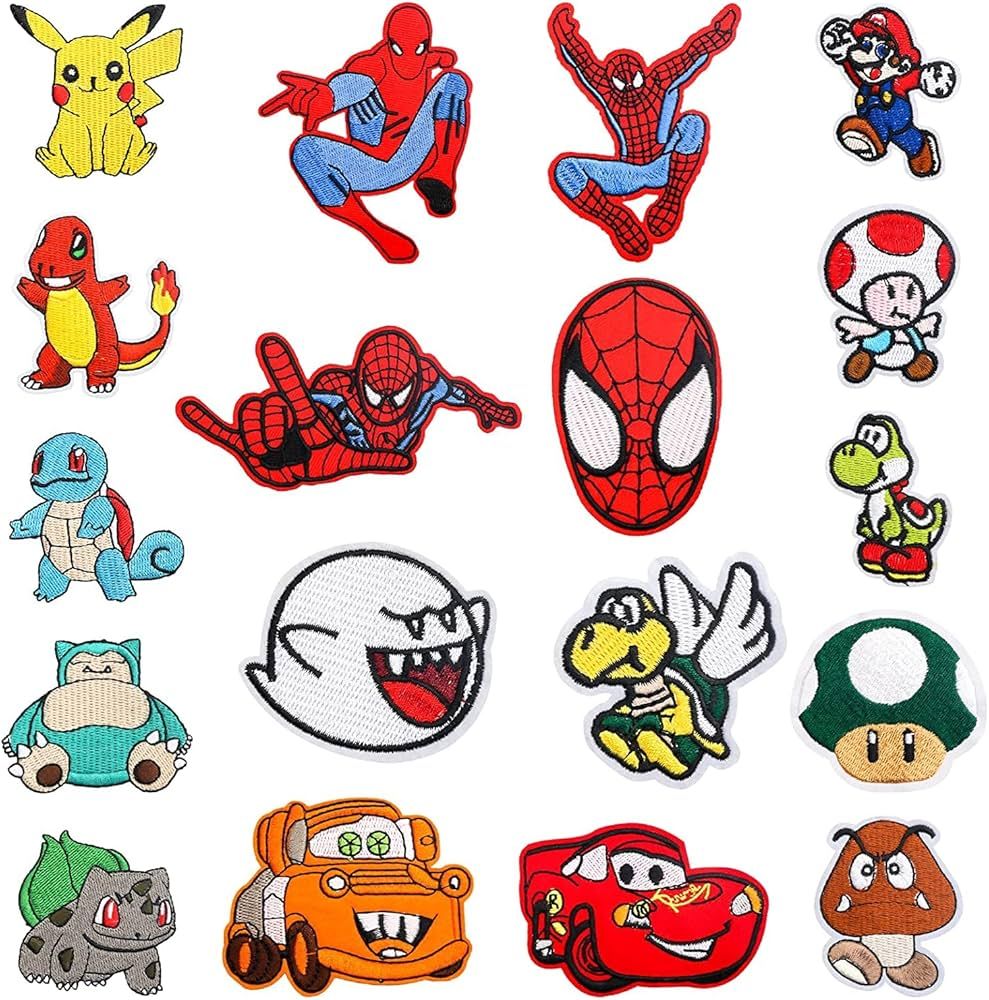 Iron on Patches for Clothing,18 pieces Anime Patches Embroidered Applique Patches,Sew on Iron on ... | Amazon (US)