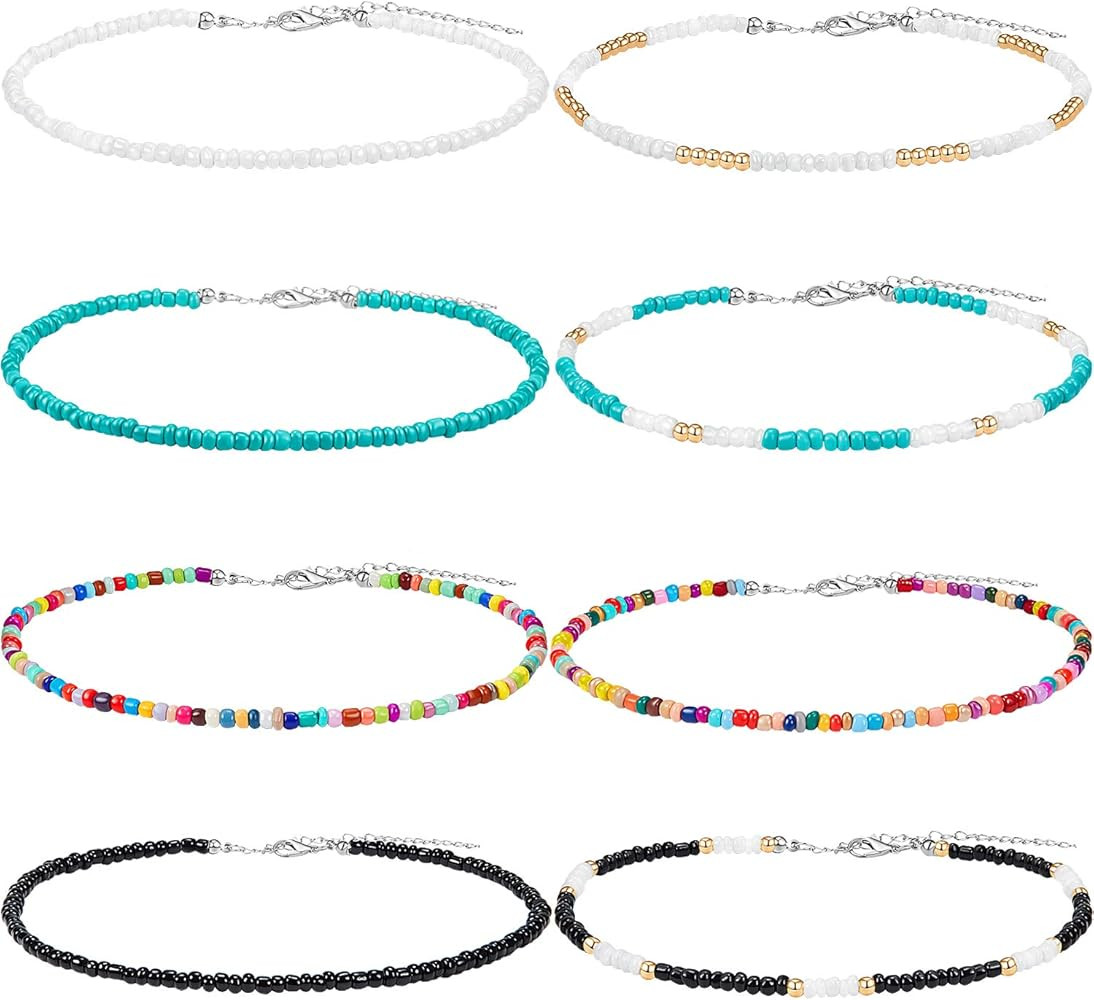 Hicarer Seed Bead Choker Necklace Tiny Beaded Choker Boho Colorful Choker Necklace Chain Jewelry ... | Amazon (CA)