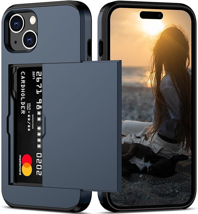 Nvollnoe Compatible with iPhone 15 Case with Card Holder Heavy Duty Protective Dual Layer Shockpr... | Amazon (US)