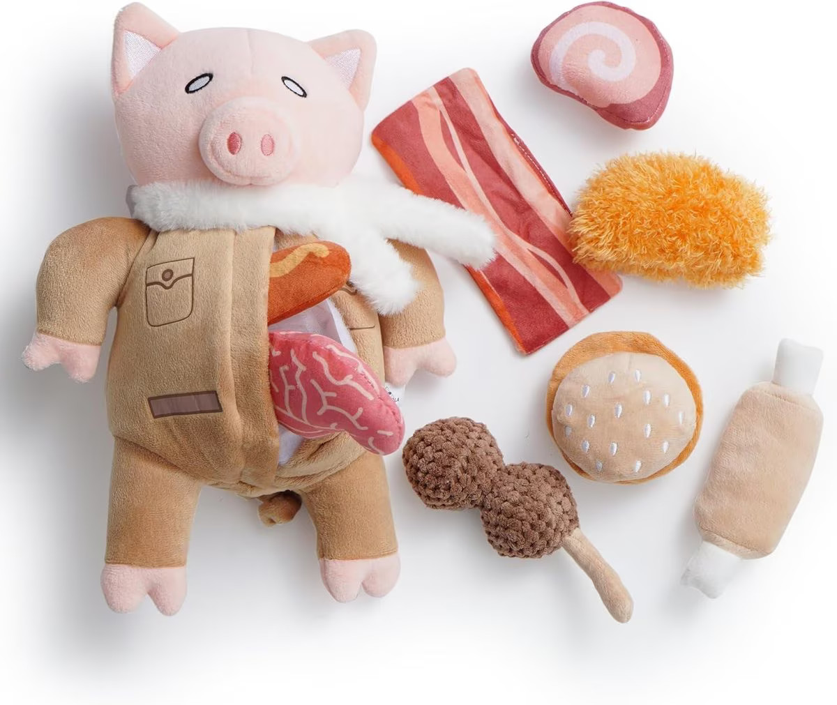Nocciola 9-in-1 Stuffed Puzzle Pork Food Squeaky Dog Toy, 9 count | Chewy