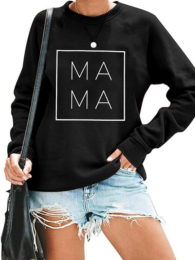 EGELEXY Mama Sweatshirt Women Funny Letter Print Mom Life Blouse Tops Casual Long Sleeve Pullover... | Amazon (US)