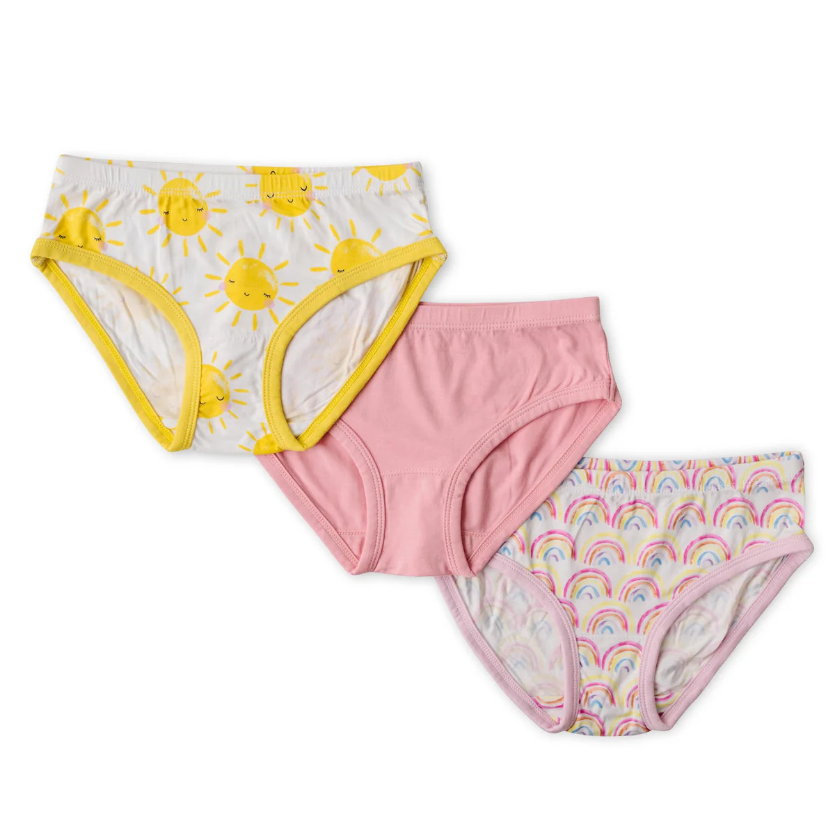 Rainbows & Sunshine Girl's Bamboo Viscose  Brief Underwear - 3 Pack | Little Sleepies