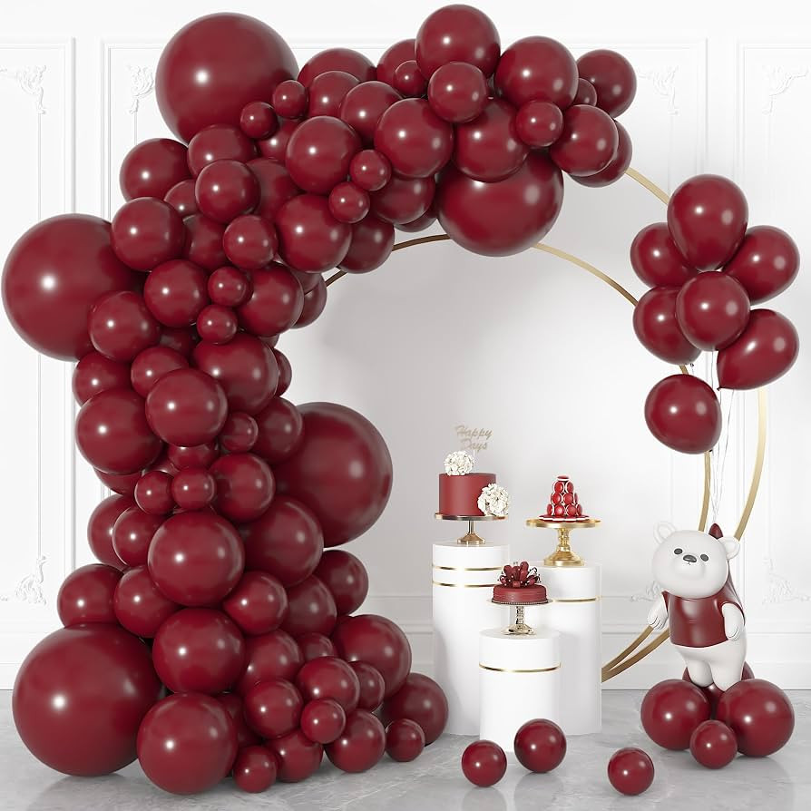 Ouddy Life 164Pcs Burgundy Balloons Different Sizes 18" 12" 10" 5" - Matte Burgundy Latex Balloon... | Amazon (US)