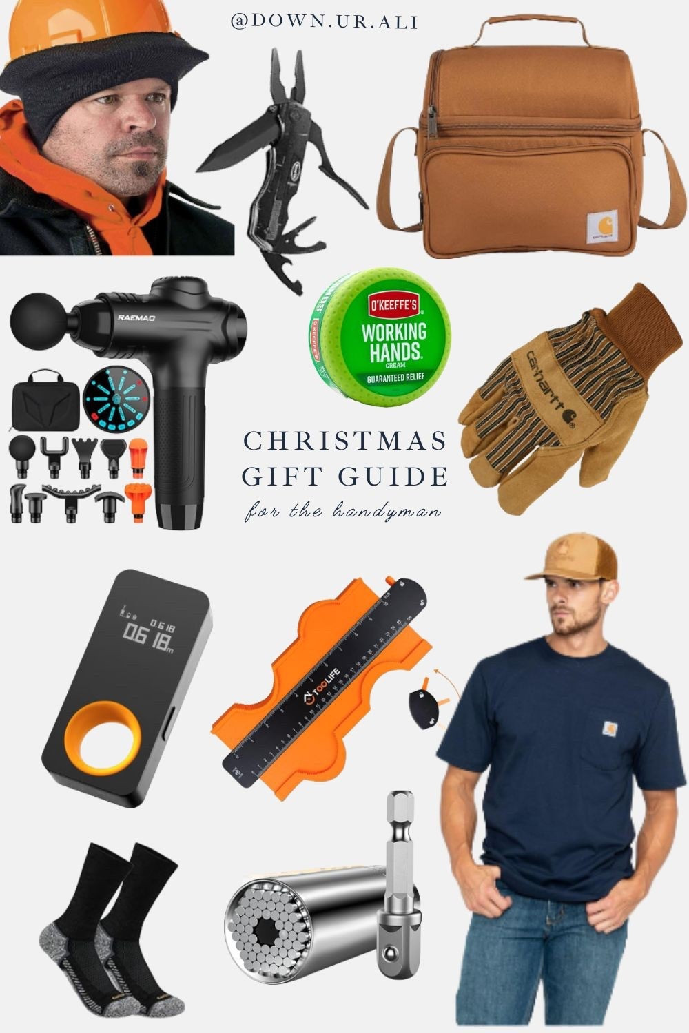 Finding the perfect gift for the blue collar man in your life can be tricky... This gift guide will check all his boxes! In this guide, you'll find:

> Something practical 
   (Carhartt performance socks)
> Something to wear 
   (Carhartt t-shirt)
> Something for work 
   (Hard hat ear warmer, Carhartt 
   utility gloves, Carhartt lunchbox, 
   laser measure, multi-tools, 
   universal socket)
> Something for self care
   (Back massager, hand cream)

Comment below with your go-to gifts for the hard working men in your life!

#LTKHoliday #LTKFindsUnder50 #LTKGiftGuide