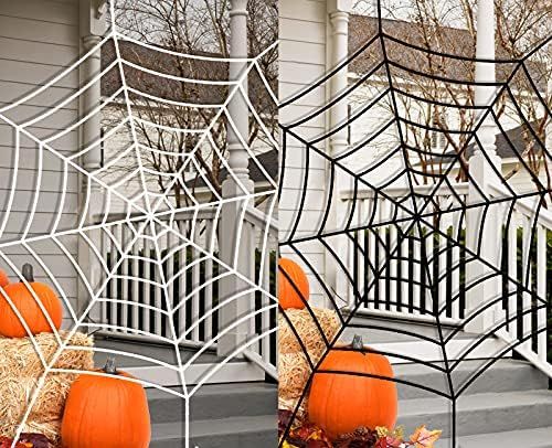 AYOGU 2 Pack 11 ft Mega Spider Web Halloween Decorations, White and Black Spider Web Set for Hall... | Amazon (US)