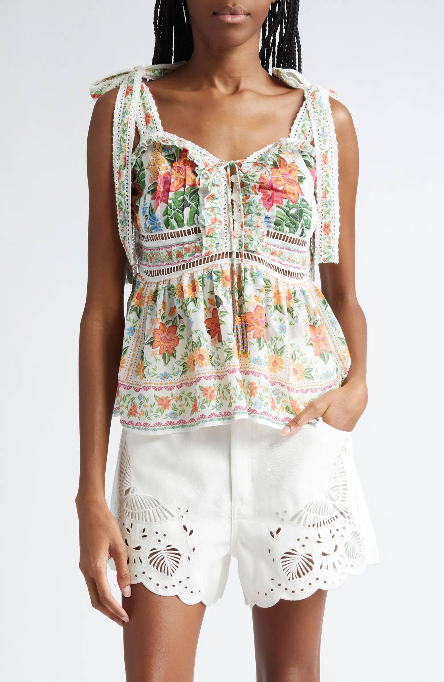 Bloom Garden Crochet Detail Peplum Top | Nordstrom