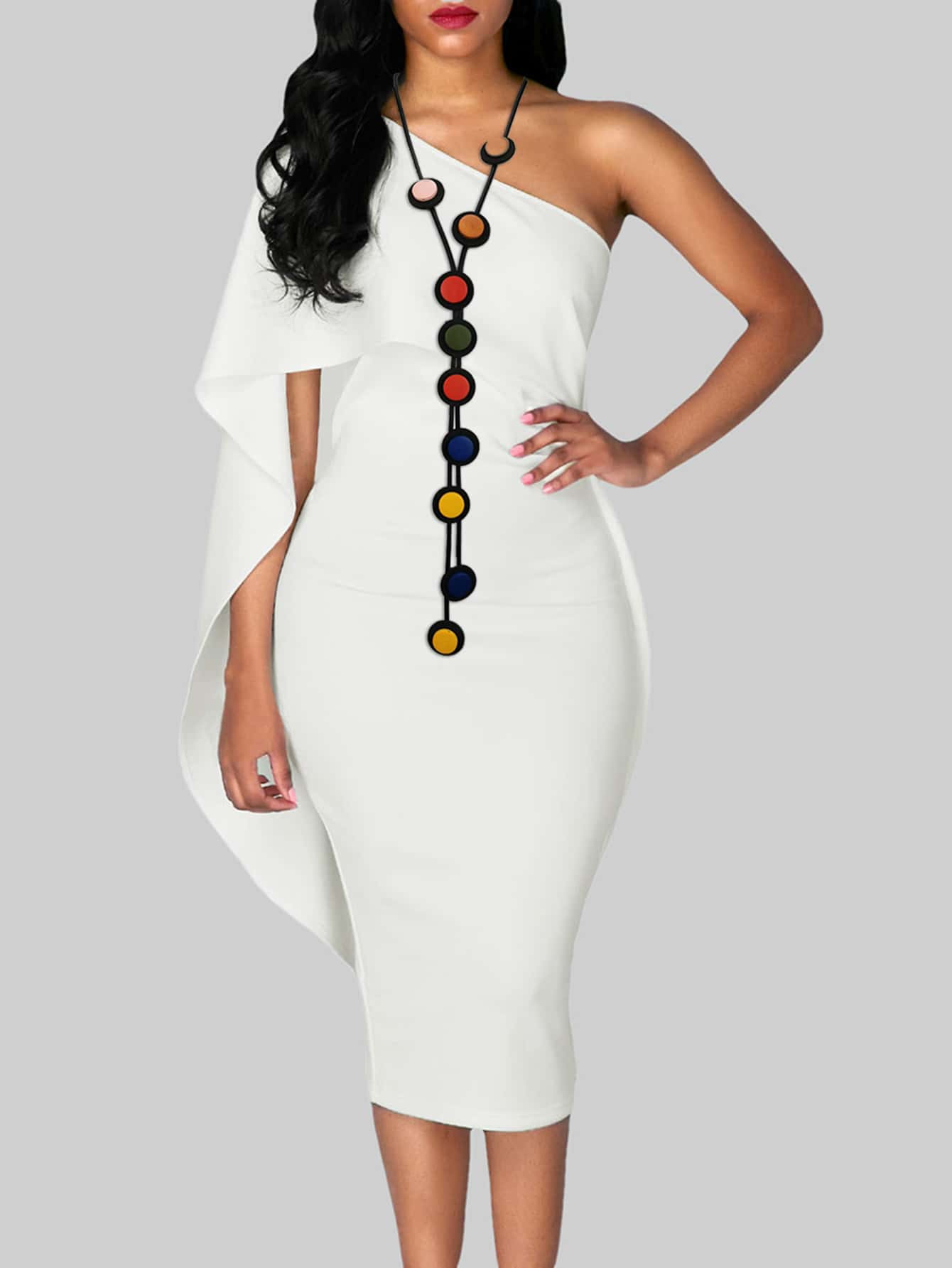 Color Block Round Decor Necklace | SHEIN