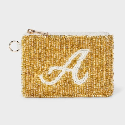 Beaded Monogram Letter A Pouch - A New Day™ Yellow/A | Target