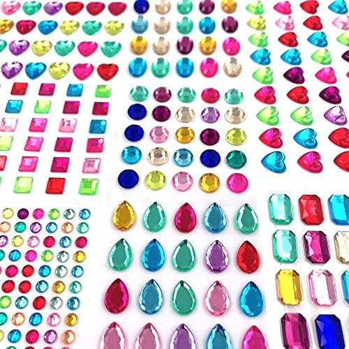 365pcs Jewels Stickers Gem Stickers Rhinestone for Crafts Sticker Gems Self Adhesive Bling Jewels | Amazon (US)