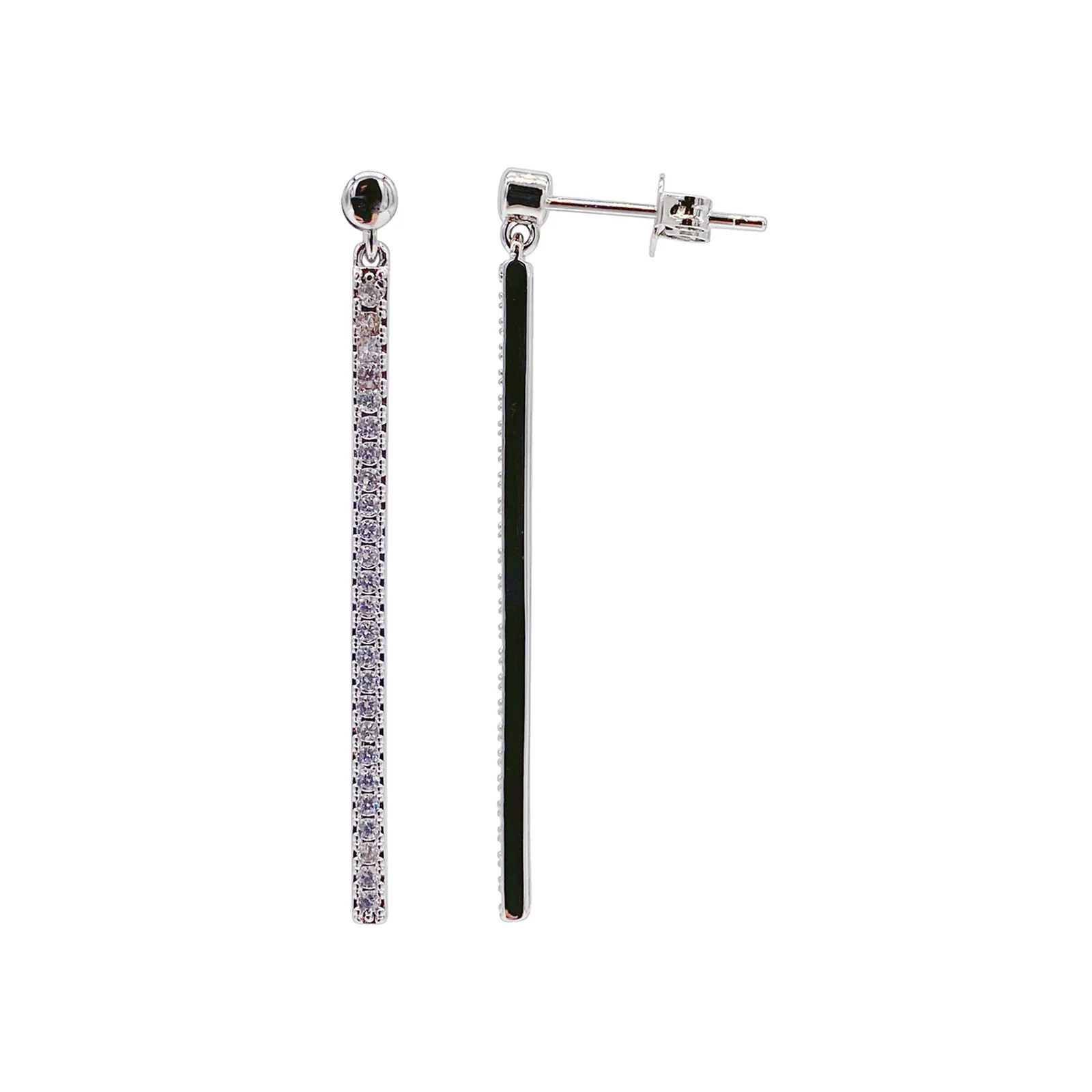 Adornia Silver Tone Cubic Zirconia Bar Drop Earrings, Women's | Kohl's