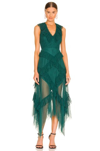 BCBGMAXAZRIA Ruffled Maxi Dress in Botanical Garden from Revolve.com | Revolve Clothing (Global)