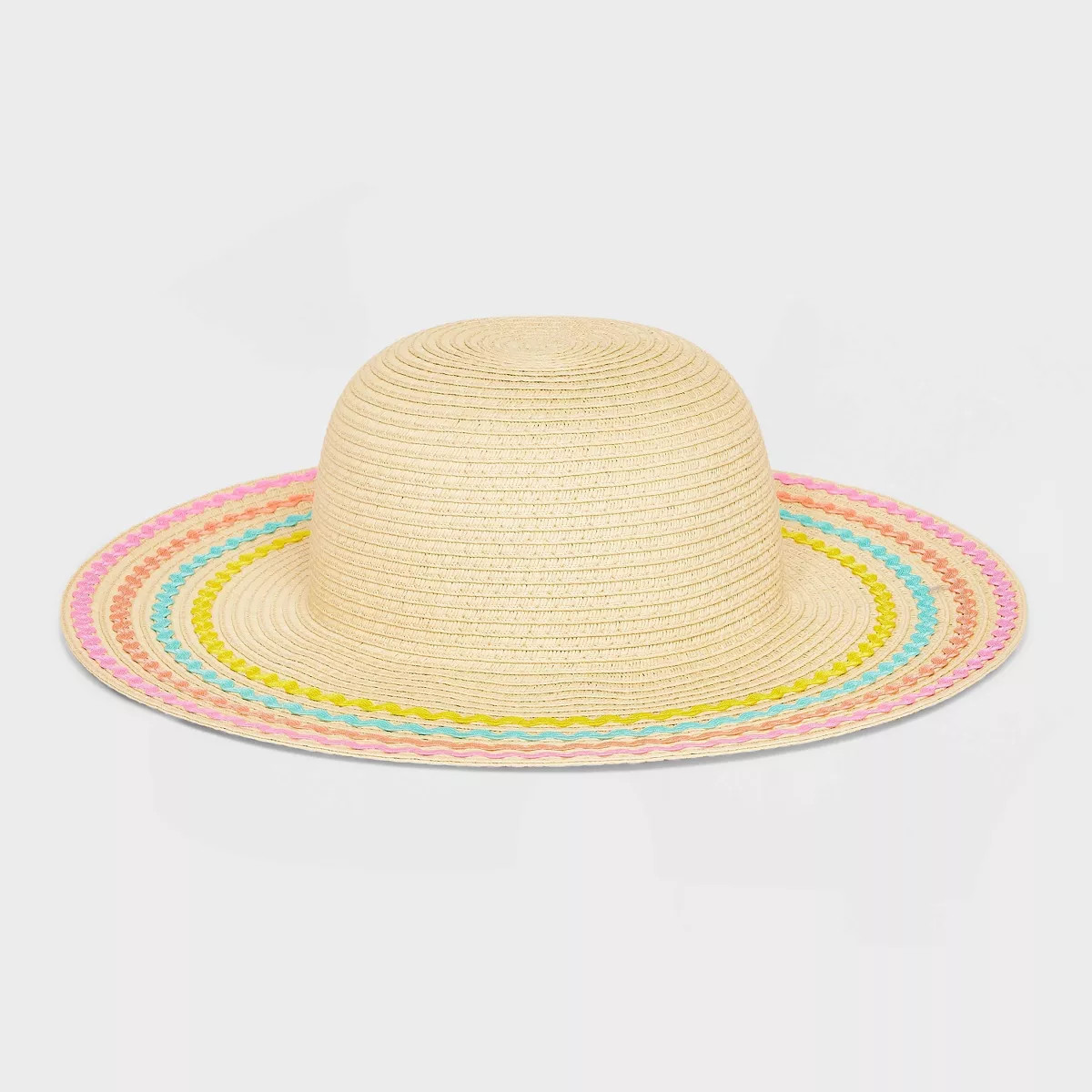 Girls' Paper Straw Floppy Hat with Ric Rac - Cat & Jack™ Off-White | Target