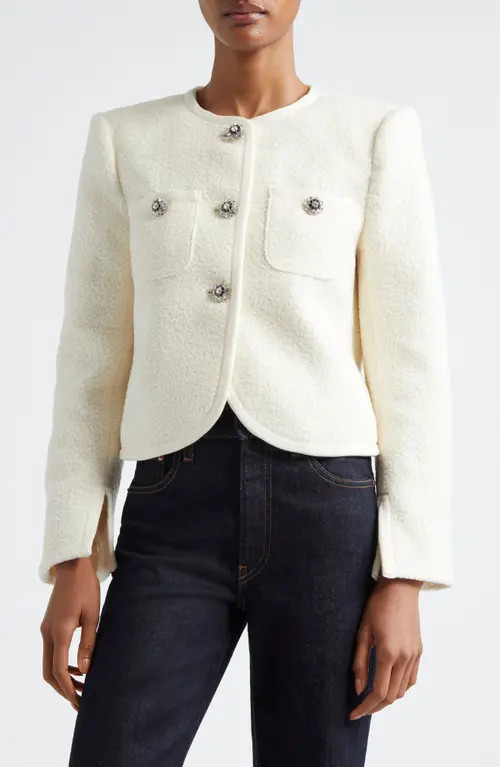 Cinq à Sept Junia Bouclé Jacket in Ivory at Nordstrom, Size 6 | Nordstrom