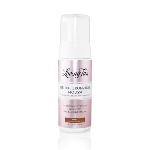 Loving Tan 8 HR Deluxe Self Tanning Mousse, Dark -Streak Free, Professional Quality Sunless Tanning -Up to 5 Self Tanner Applications per Bottle, Naturally Derived DHA - 4 Fl Oz - Packaging May Vary | Amazon (US)