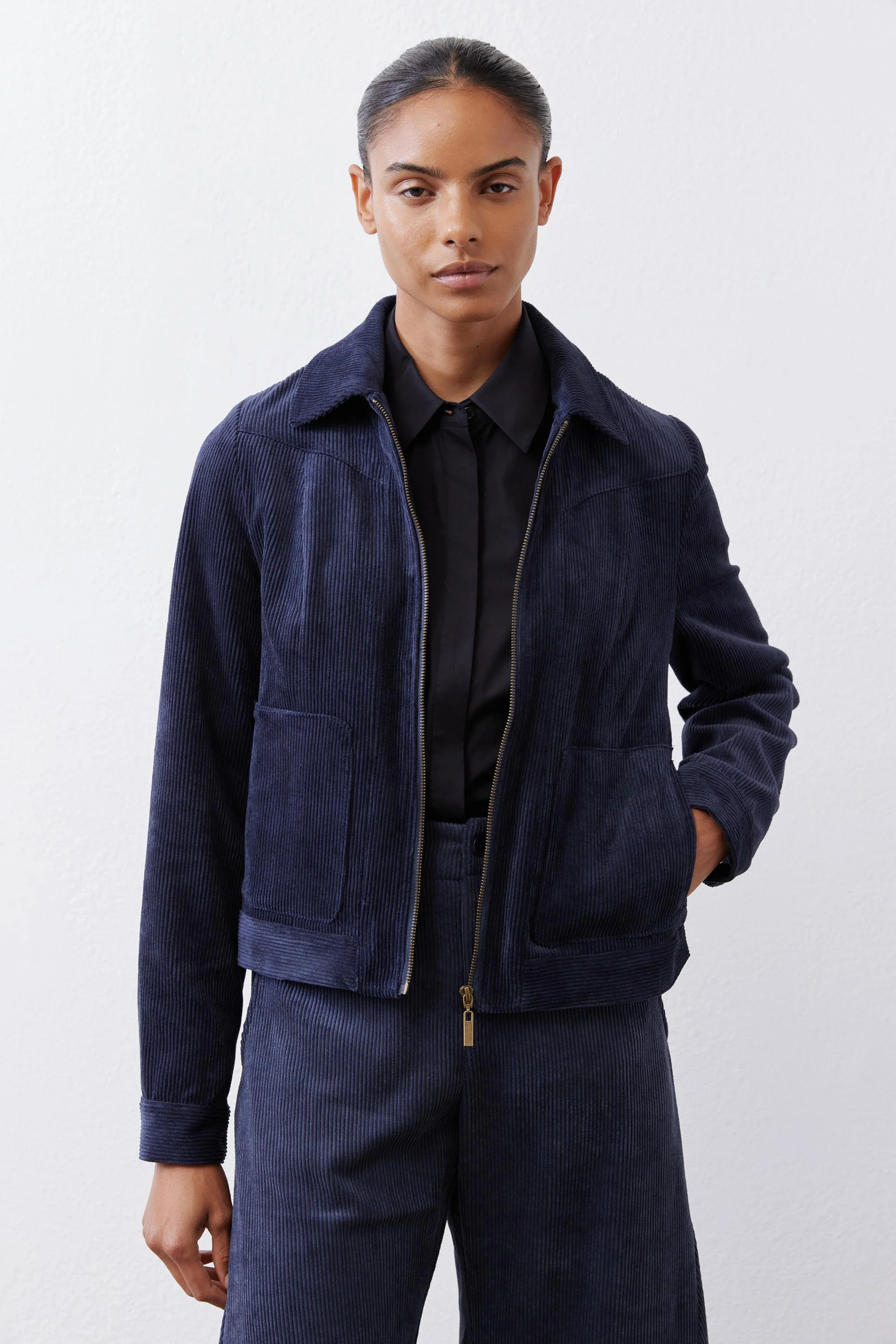 Cropped Corduroy Zip Jacket | Ruti
