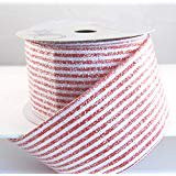 Wired Owen Red and White Striped Glitter Frosted Christmas Ribbon 2 1/2" 10 Yards | Walmart (US)