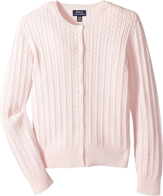 POLO RALPH LAUREN Kids Girl's Cable Knit Cotton Cardigan (Little Kids/Big Kids) | Amazon (US)