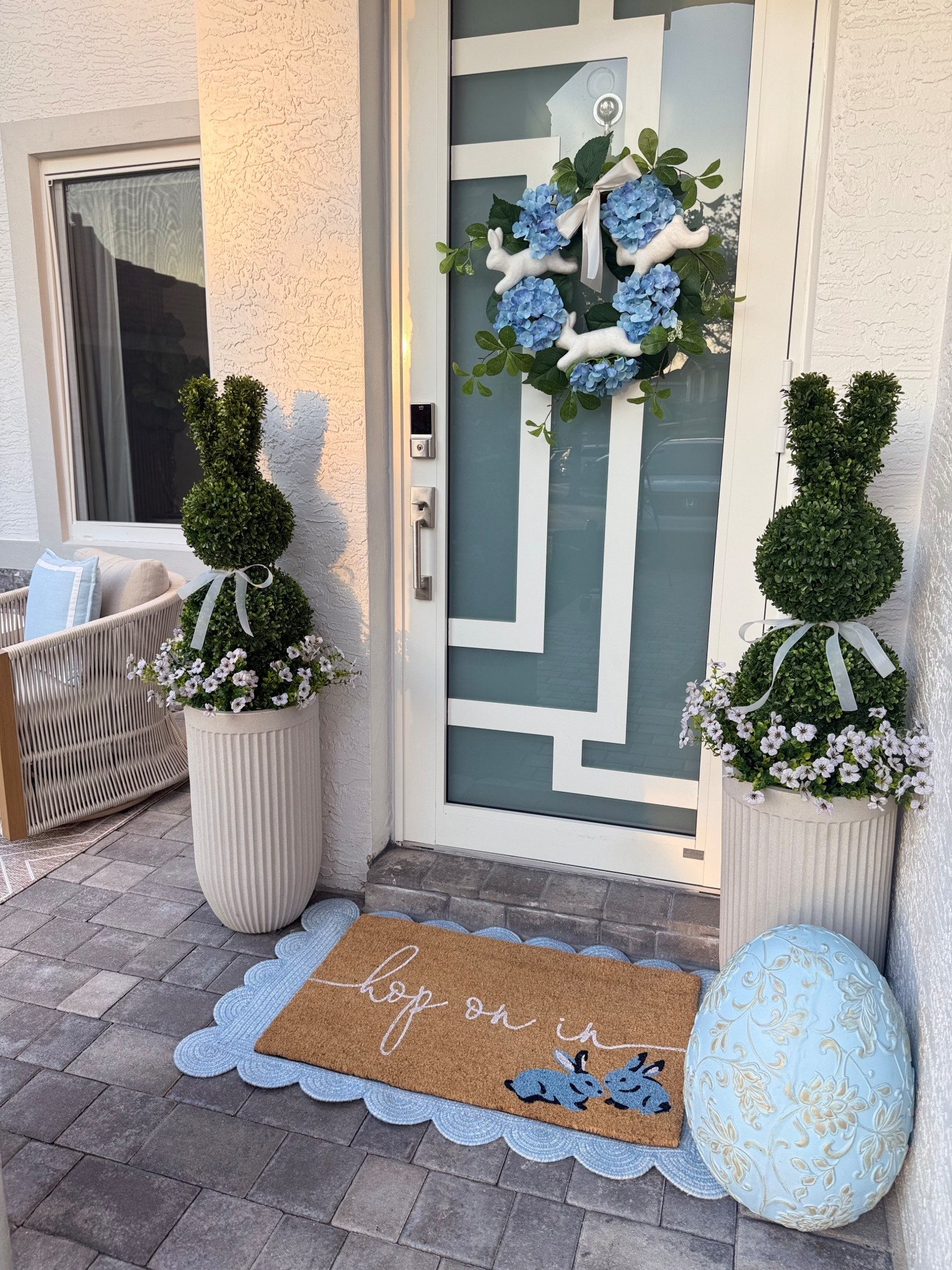 Late to my spring + Easter decor this year but we made it happen 😅🌸

I kept my front porch decor simple, neutral, and added pops of blue for a fresh spring look 💙🐣 perfect for getting my home ready to host

Everything is super easy to recreate + budget-friendly #springdecor 

#LTKHome #LTKSeasonal