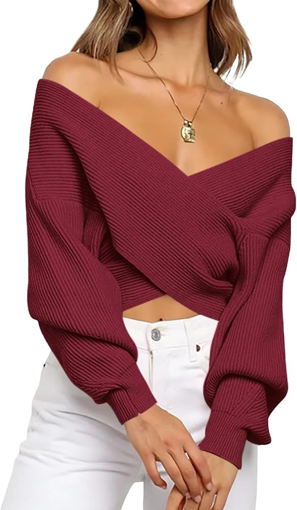 BTFBM Off The Shoulder Fall Sweaters for Women | Amazon (US)