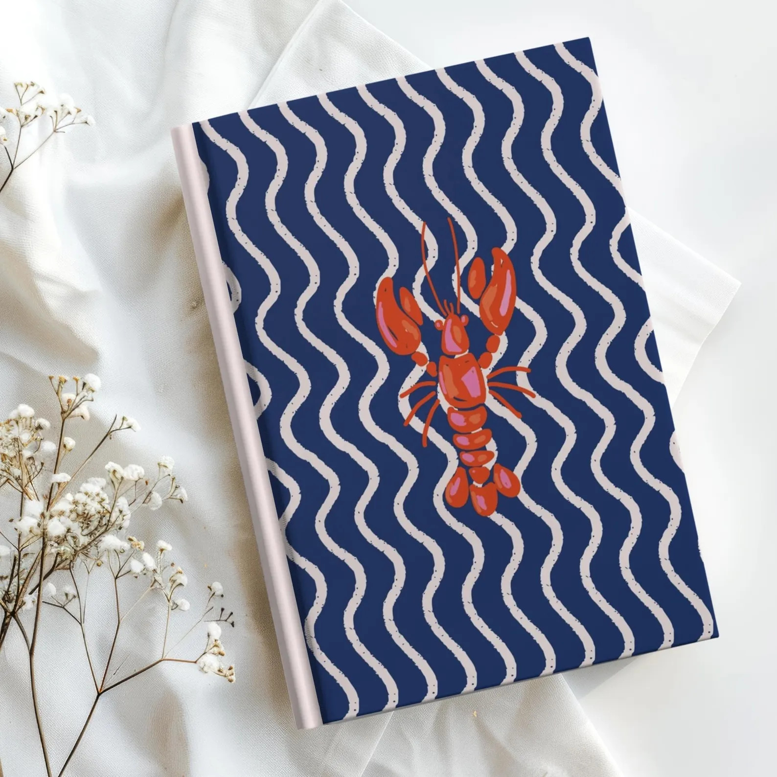 Red Lobster Nautical Journal, Navy Waves Hardcover Diary, Coastal Summer Notebook, Whimsy | Etsy (Global)