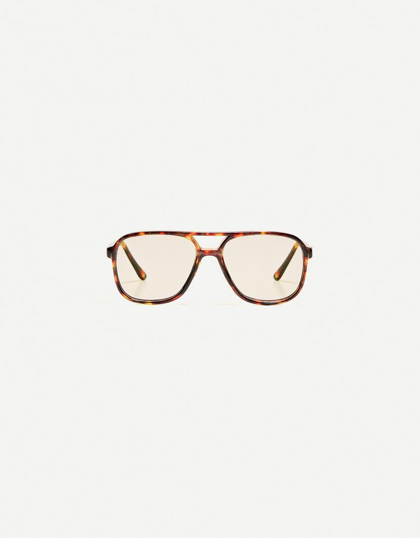 Aviator sunglasses with blue light filter - Glasses - Women | Bershka GB