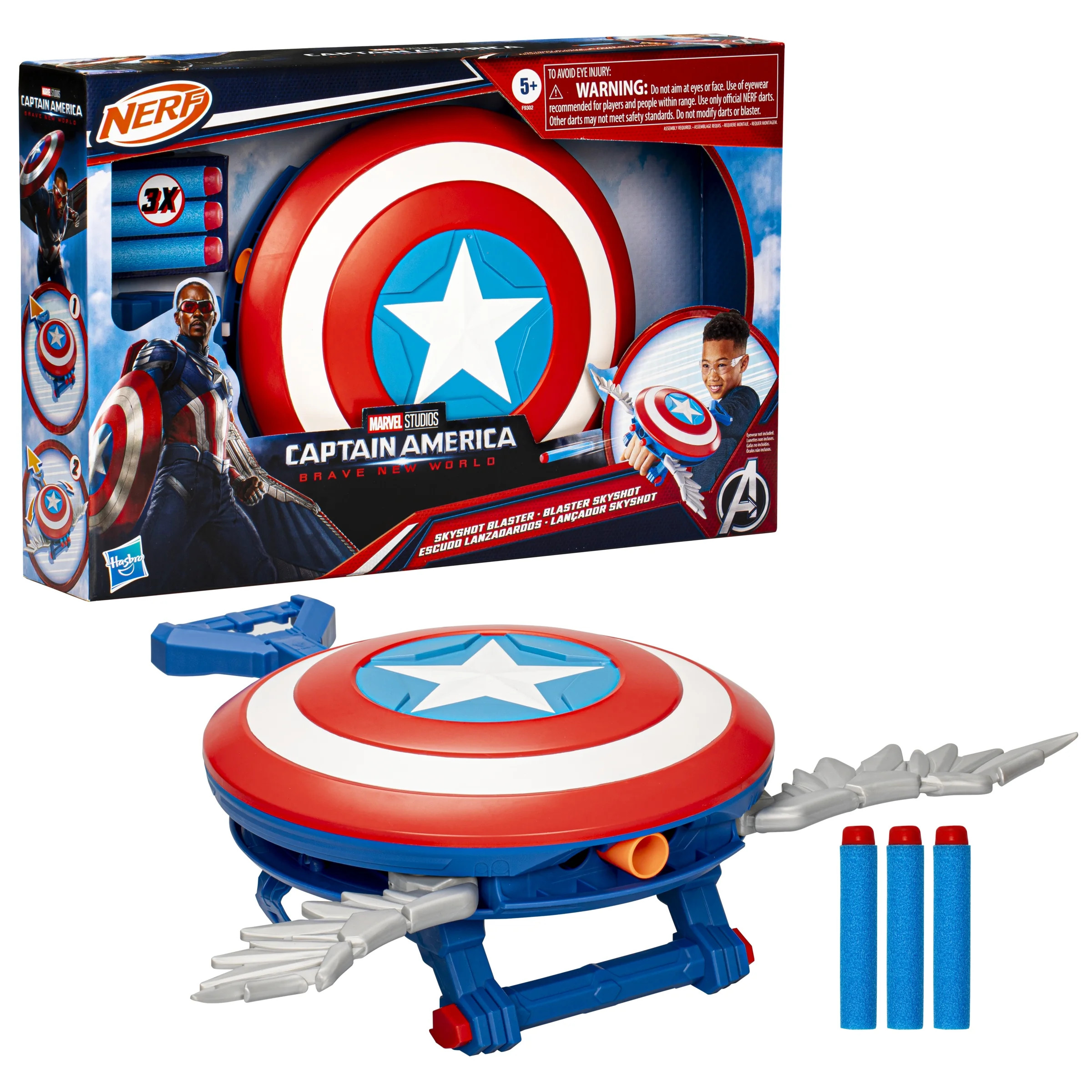 Marvel Studios Captain America Brave New World NERF Skyshot Blaster, Shield Roleplay Toy | Walmart (US)