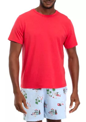 PAJAMARAMA Men's Holiday Shopping Solid Short Sleeve Pajama Top | Belk
