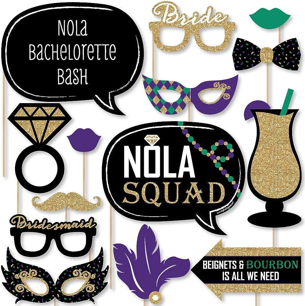 Big Dot of Happiness Nola Bride Squad - New Orleans Bachelorette Party Photo Booth Props Kit - 20... | Amazon (US)