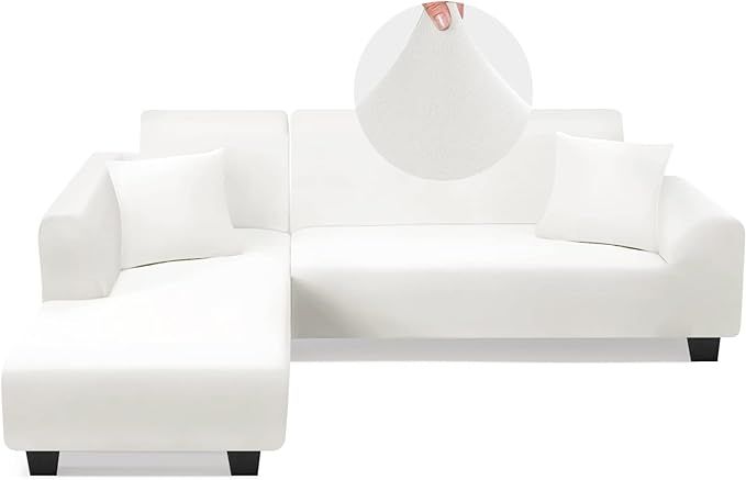 Sectional Couch Covers L Shape Sofa Covers Super Stretch 2pcs Sofa Slipcovers for 3 + 3 Seaters S... | Amazon (US)