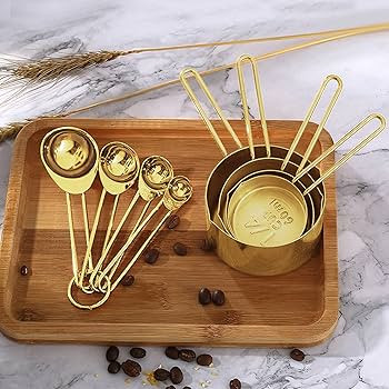 LYFJXX Gold Measuring Cups and Spoons Set, 8 PCS Metal Measuring Cups and Stainless Steel Measuri... | Amazon (US)