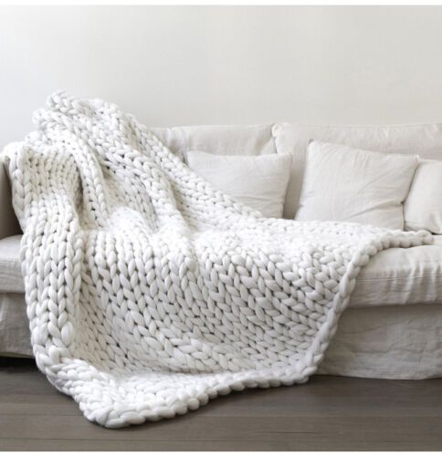 Details about   UK Fluffy Chunky Knitted Thick Blanket Knit Throw Bed Sofa Blanket Mat Handmade | eBay UK