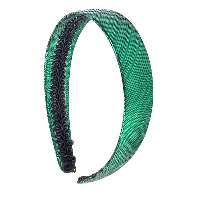 Motique Accessories 1 Inch Metallic Fabric Headband for Women (Green) | Amazon (US)