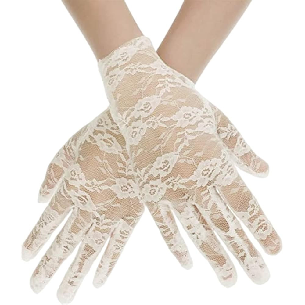 Women Short Elegant Lace Gloves, Ladies Floral Lace Gloves Vintage Opera Gloves 1930s Gloves for ... | Amazon (UK)