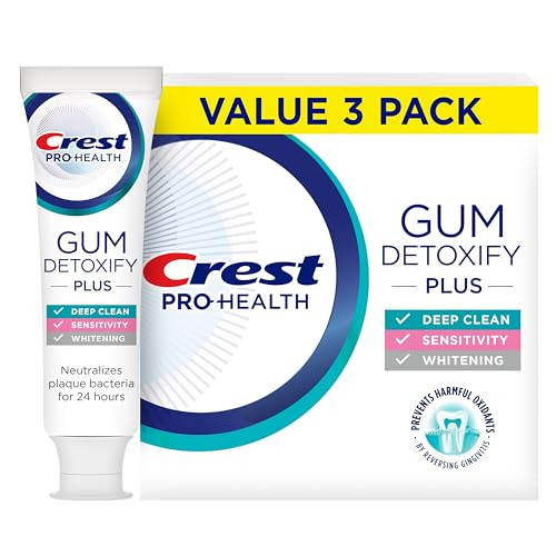 Crest Pro-Health Gum Detoxify Plus Toothpaste 4.5 oz Pack of 3 - Antibacterial Fluoride Toothpaste, Sensitivity Protection, Whitens Teeth, Anticavity, Plaque Control | Amazon (US)