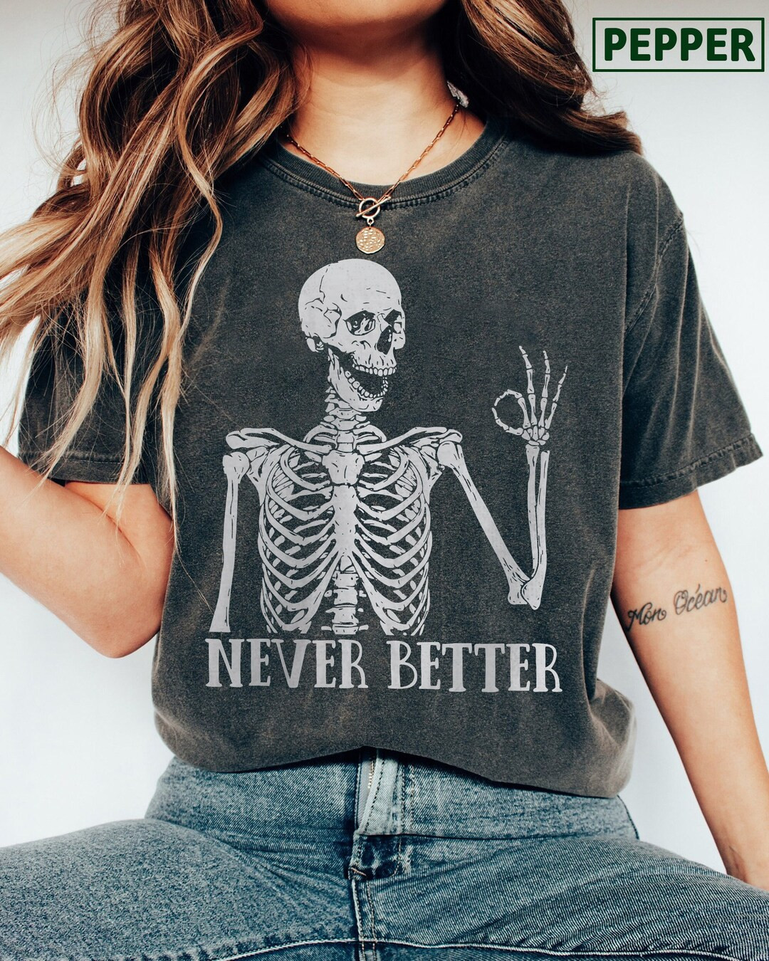 Skeleton Never Better Comfort Colors Shirt Skeleton Shirt - Etsy | Etsy (US)