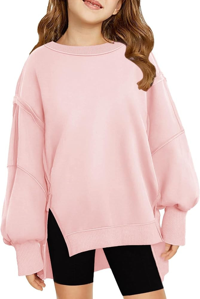 Sweatshirts For Teen Girls Trendy Crewneck Oversized Kids Tops Long Sleeve Cute Fall Clothes | Amazon (US)