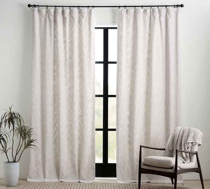 Seaton Textured Cotton Rod Pocket Curtain | Pottery Barn (US)