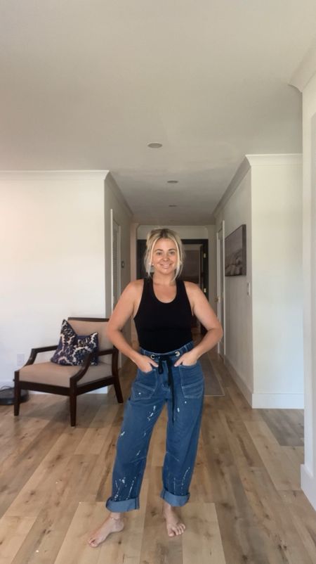 THESE JEANS!!!!!!! Omg, obsessed is an understatement!!!! They are an oversized fit so no need to size up!! Wearing size small!

#LTKFindsUnder50 #LTKVideo #LTKStyleTip