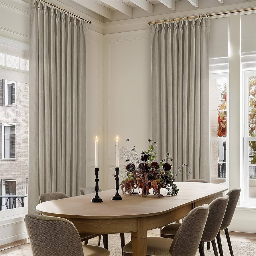 Taupe 60 Inch Wide Curtains 96 Inches Long for Living Room Light Filtering Semi Sheer Modern Farm... | Amazon (US)