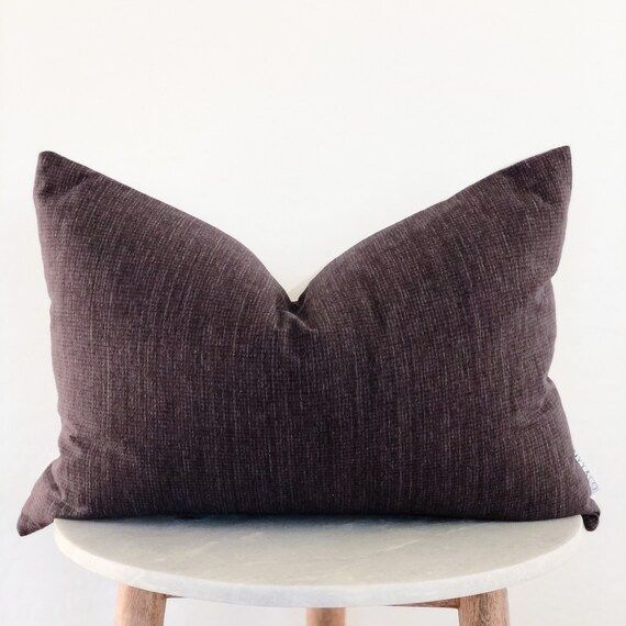 Plum Designer Pillow Cover  Subtle Grid Deign  Lumber Pillow | Etsy | Etsy (US)