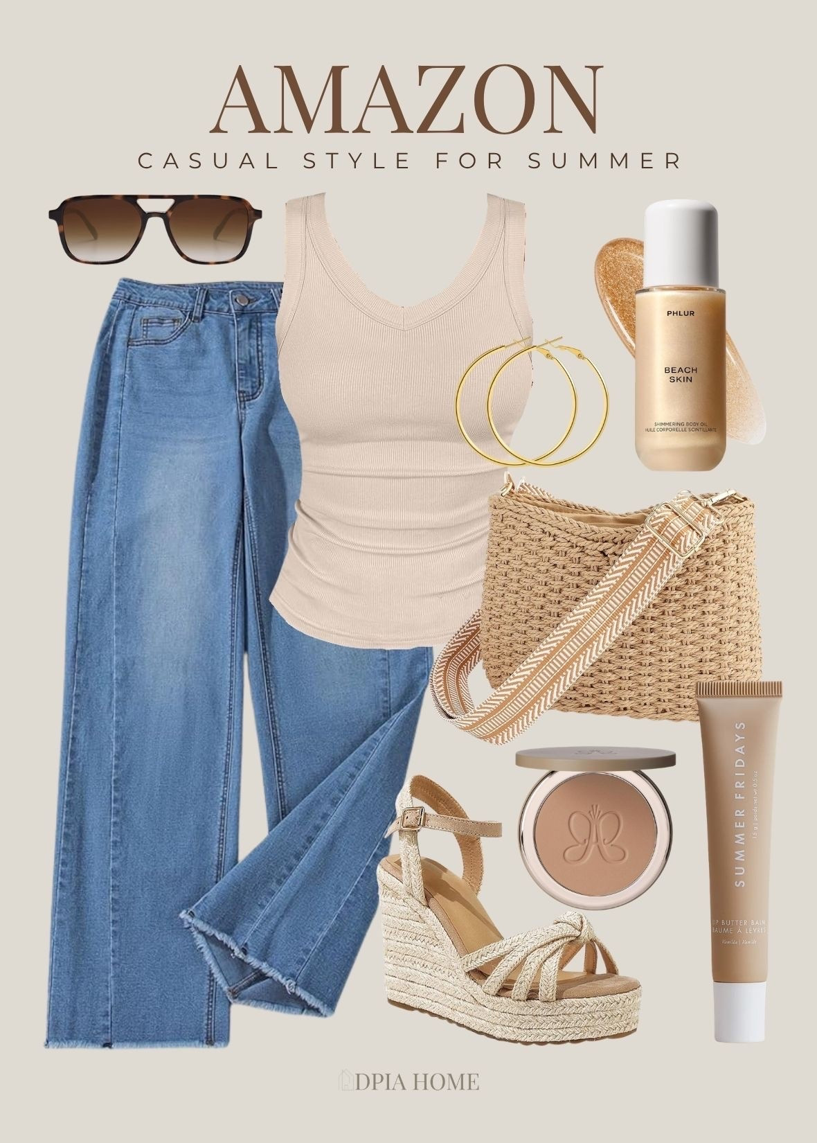 Casual summer style picks from Amazon. 

denim | tank | raffia bag| wedges | sunglasses | beauty | makeup

#LTKvlog #LTKSeasonal #LTKootd